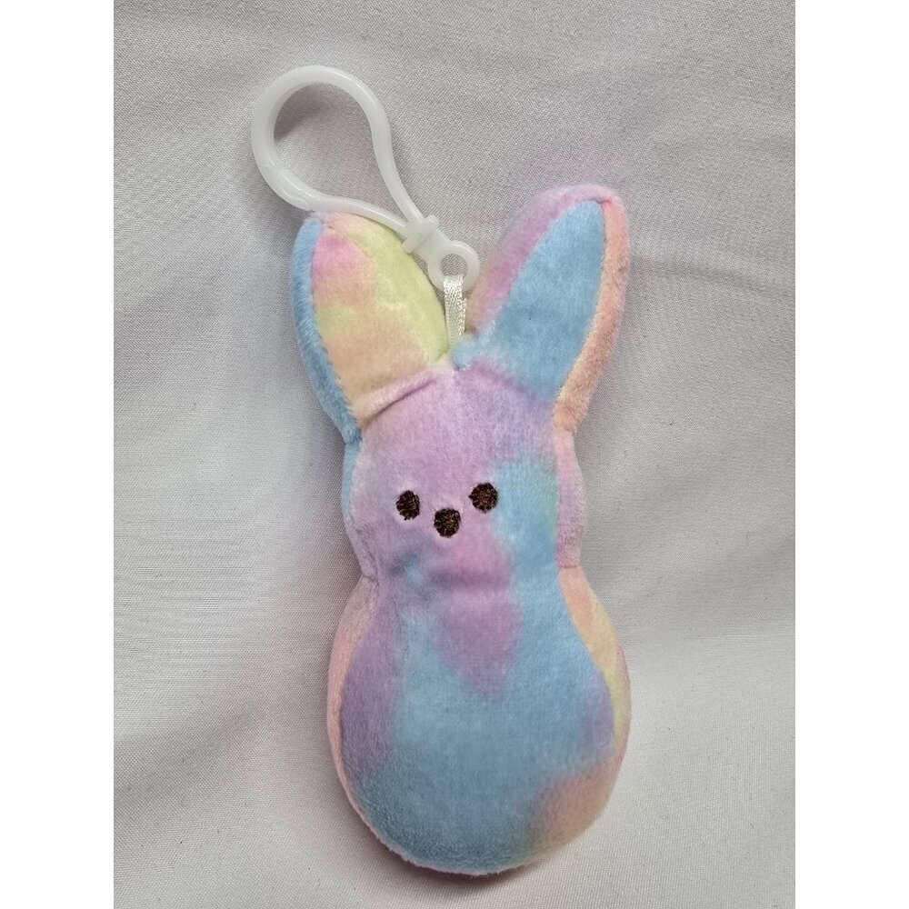 Marshmallow Peeps Plush Bunny Bag Clip Keychain Pastel Tie-Dye 4"